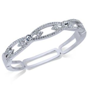 Charter Club Silver-Tone Pave Hinged Bangl Silver